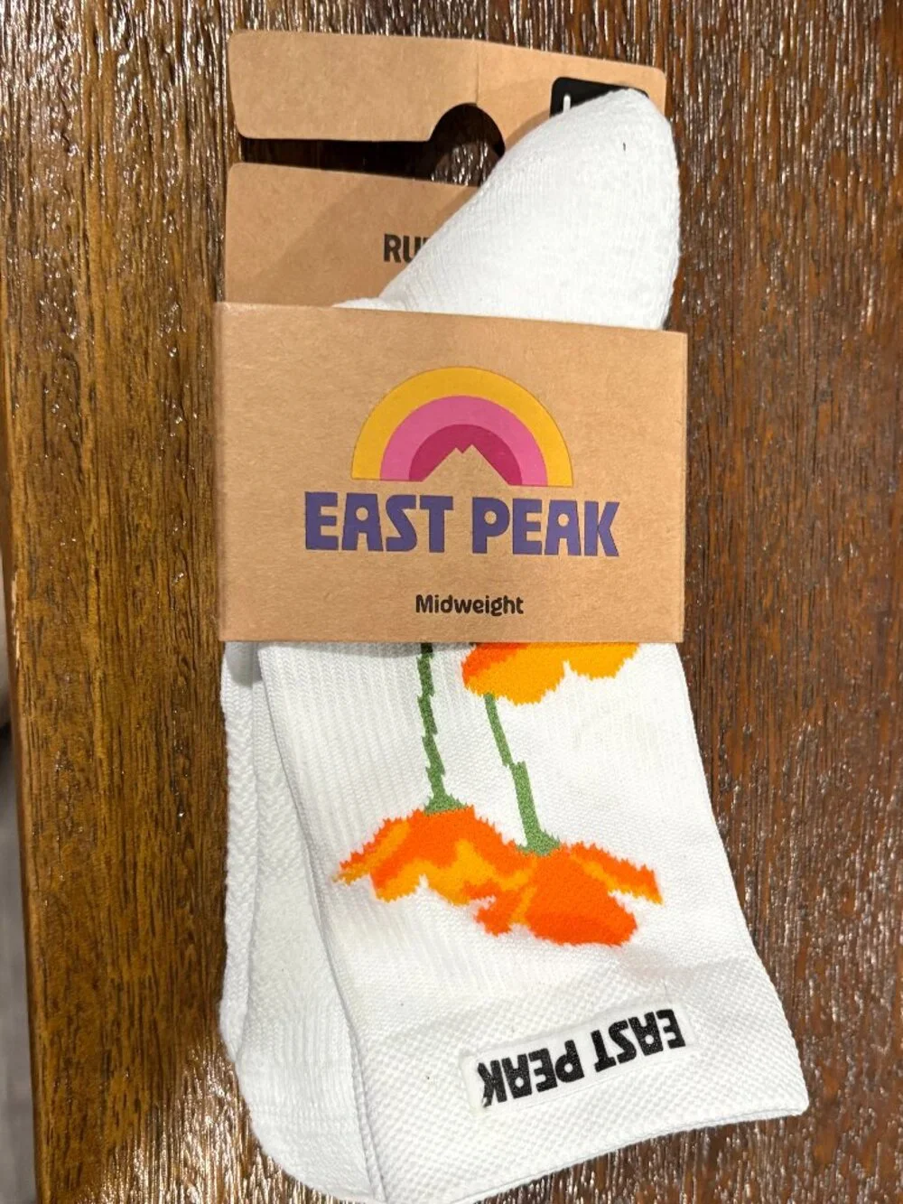 East Peak Midweight  Poppy Performance Socks White Poppy sz L NEW